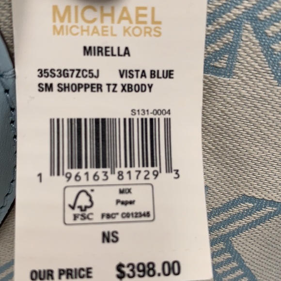 MICHAEL KORS MIRELLA SMALL SHOPPER TOP ZIP XBODY VISTA BLUE COLOR - Picture 15 of 15